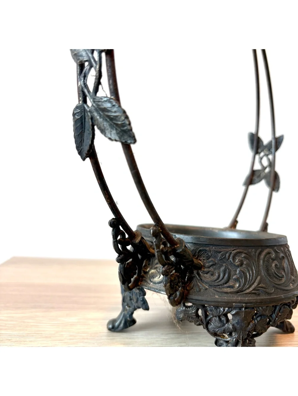 Antique Victorian Cauldron Shaped Candle Holder Halloween Decor Gothic Basket